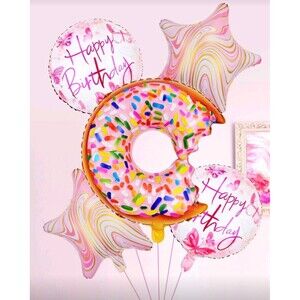 5-Pcs. Donut Shaped Birthday Balloons